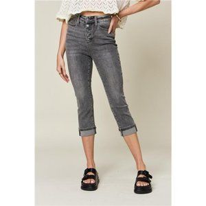 NWT Judy Blue Button Fly High Waist Capris, Cuffed Hem, Slightly Stretchy